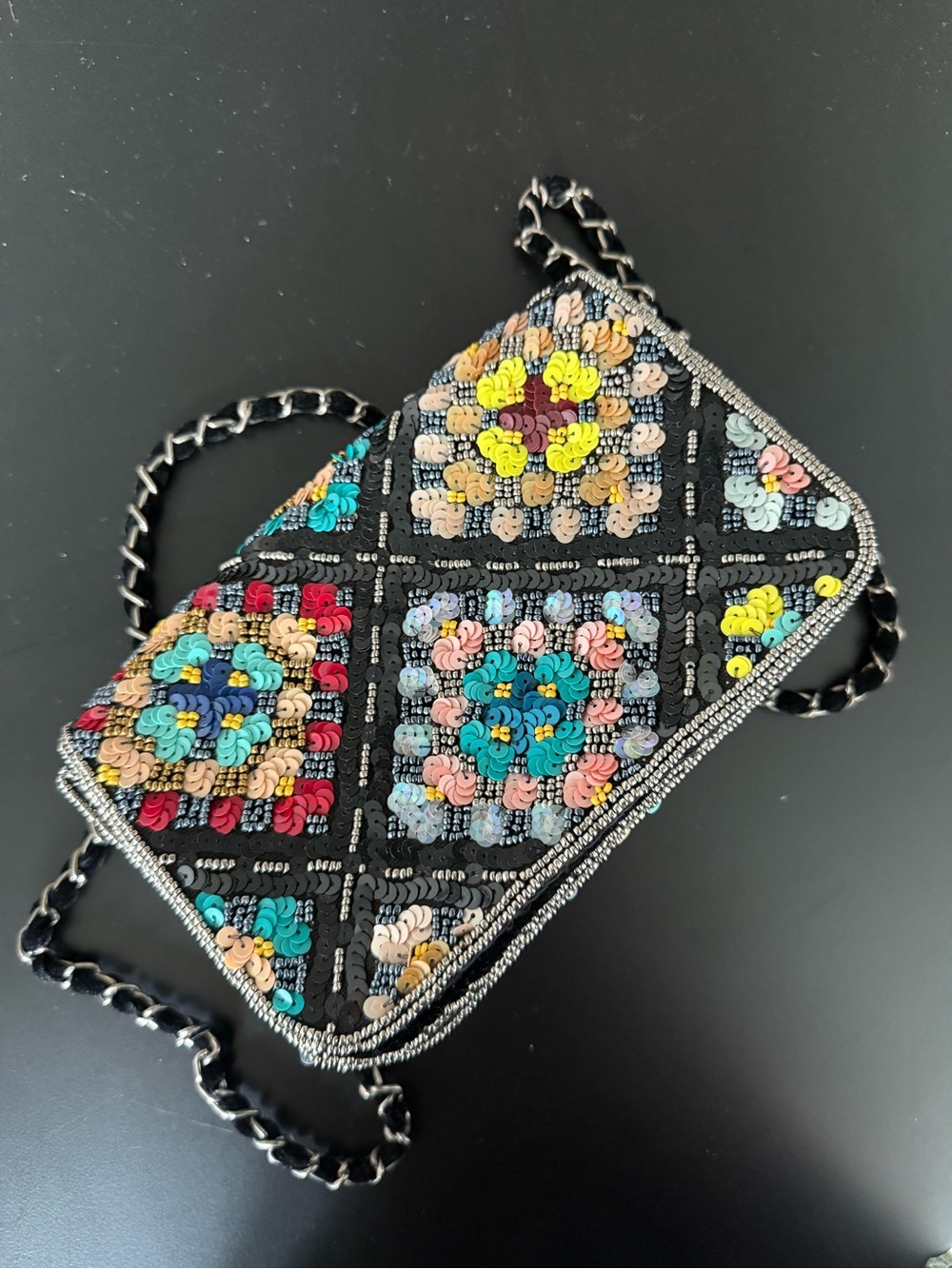 Anthropologie Beaded Multicolor Mosaic Crossbody Bag - Women